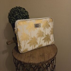 LILLY PULITZER Gold Metallic Palm Tree Print Padded 13" Laptop Tech Sleeve Cover